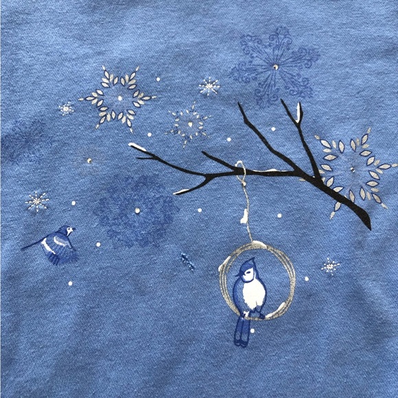 Northern Reflections Blue Jay Collared Sweater with Rhinestones - Picture 2 of 13